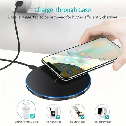 Carregador sem fio iPhone 15 14 13 12 X Pro Max Induction Fast Charging Pad Dock Station For Samsung S23 S22 Xiaomi Huawei